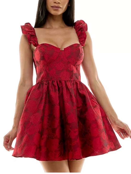 B Darlin Dresses & Skirts - B Darlin Red Floral Jacquard Sweetheart Mini Dress size S